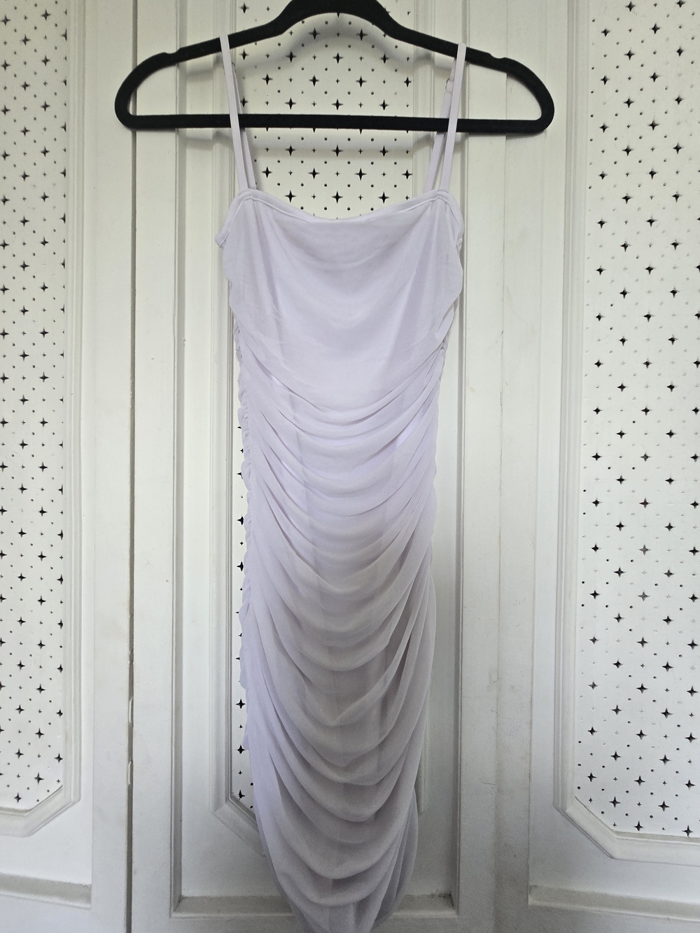 White Ruched Bodycon Slip Dress - Women